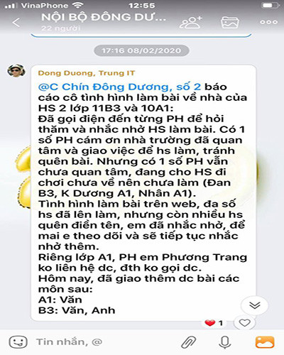 Báo cáo tình hình học tập của học sinh từ thầy cô giáo Trường Đông Dương (ảnh: CTV) Báo cáo tình hình học tập của học sinh từ thầy cô giáo Trường Đông Dương (ảnh: CTV)
