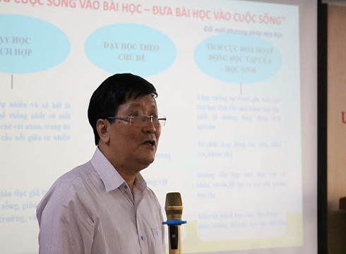 Phó Giáo sư Mai Sỹ Tuấn - Tổng Chủ biên sách giáo khoa Tự nhiên và Xã hội lớp 1 chia sẻ ý kiến (ảnh: NHG) Phó Giáo sư Mai Sỹ Tuấn - Tổng Chủ biên sách giáo khoa Tự nhiên và Xã hội lớp 1 chia sẻ ý kiến (ảnh: NHG)