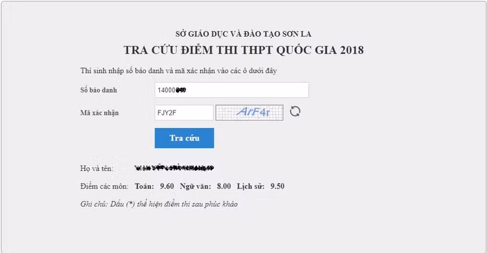 Điểm thi của thí sinh tự do N.H.P. rất ấn tượng dù thí sinh này sinh năm 1997. Ảnh: Chụp cổng thông tin tuyển sinh.