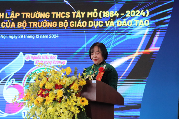 Cô Đoàn Thị Thanh Hương - Hiệu trưởng Trường Trung học cơ sở Tây Mỗ. (Ảnh: Nhật Lệ) GDVN-TAY-MO (58).JPG