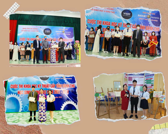 Cô Quyên cùng các em học sinh tại cuộc thi Khoa học kỹ thuật cấp tỉnh. (Ảnh: PT) unnamed (54).png