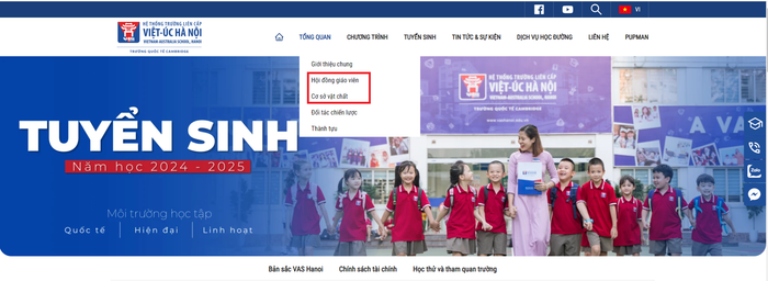Nhà trường đăng tải nội dung cơ sở vật chất và hội đồng giáo viên trong phần "Tổng quan". (Ảnh chụp màn hình) 5885bd12.png