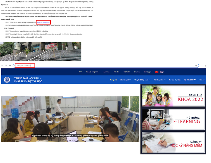 Đường link mà nhà trường kê khai không hiển thị thông tin về các doanh nghiệp hợp tác đào tạo. (Ảnh chụp màn hình) unnamed (16).png