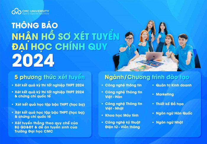 Các phương thức xét tuyển năm 2024 của Trường Đại học CMC. media 3.jpg