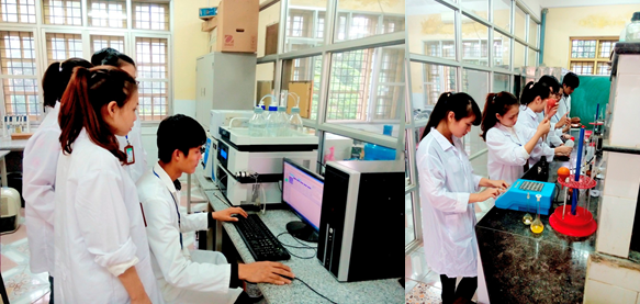 Sinh viên thực hành phân tích trong phòng thí nghiệm tại Trường Đại học Lâm nghiệp. (Ảnh: NTCC) lam-nghiep.png