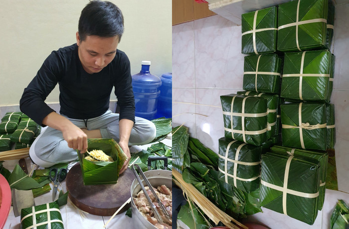 Dù không ăn Tết ở Việt Nam nhưng thầy Ngọc vẫn gói bánh chưng để nhớ hương vị quê hương. (Ảnh: NVCC) Dù không ăn Tết ở Việt Nam nhưng thầy Ngọc vẫn gói bánh chưng để nhớ hương vị quê hương. (Ảnh: NVCC)