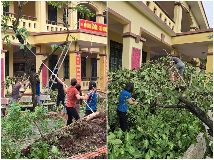 Nhiều trường học ở huyện Thường Tín bị ảnh hưởng nặng nề sau bão. (Ảnh: Phòng Giáo dục và Đào tạo huyện Thường Tín cung cấp) 1f4b5370528af5d4ac9b.jpg