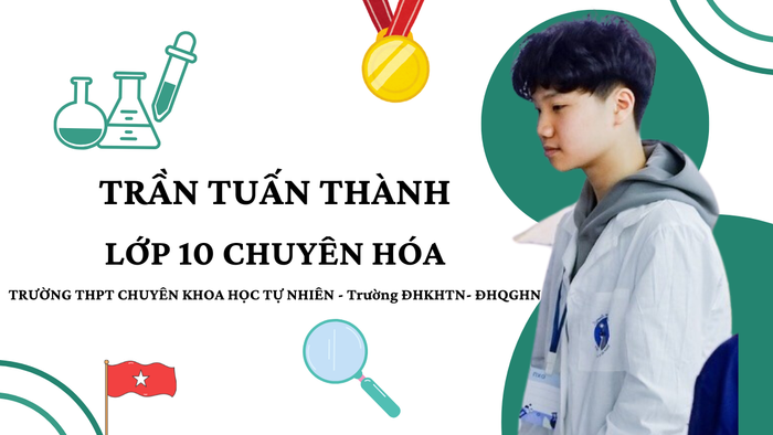 Trần Tuấn Thành đã có niềm yêu thích với môn Hóa học và yêu thích làm thí nghiệm với phòng lab. Ảnh: NVCC - Thiết kế: Thảo Lê unnamed (81).png