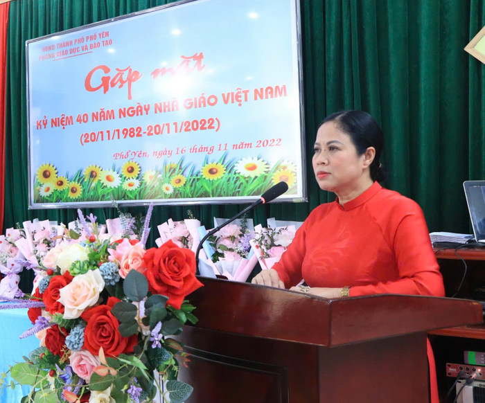 Cô Nguyễn Thị Lượng - Trưởng phòng Giáo dục và Đào tạo thành phố Phổ Yên, tỉnh Thái Nguyên. (Ảnh: Cổng thông tin điện tử tỉnh Thái Nguyên) z5832594911585_f5c8477b499bb0442b4d8d42b58e1a43.jpg