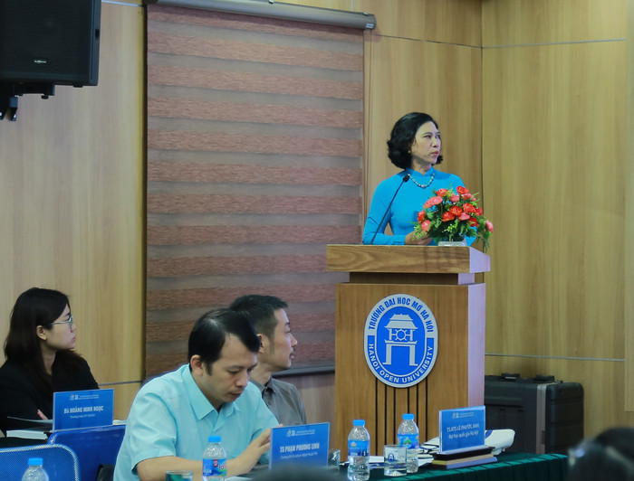 Phó Giáo sư, Tiến sĩ Nguyễn Lan Hương, Phó chủ nhiệm câu lạc bộ khối các trường đào tạo mỹ thuật ứng dụng (Ảnh: Nhật Lệ)