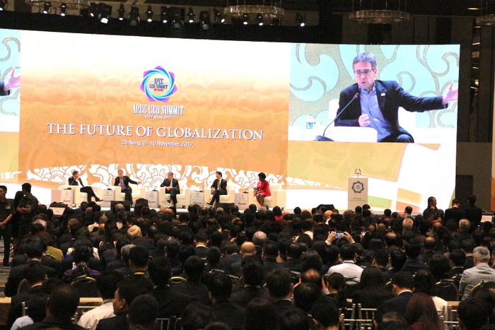 Đại diễn lãnh đạo các tổ chức quốc tế lớn (WB, WEF...) thảo luận sau phiên khai mạc. Ảnh: VGP/Anh Minh Đại diễn lãnh đạo các tổ chức quốc tế lớn (WB, WEF...) thảo luận sau phiên khai mạc. Ảnh: VGP/Anh Minh