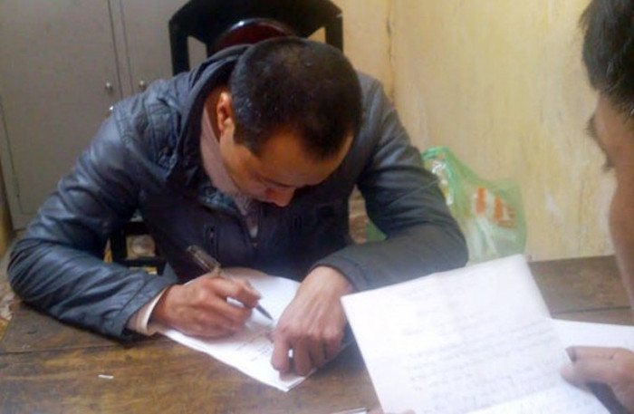 Đối tượng Khương tại cơ quan công an. Ảnh: T.Q. Đối tượng Khương tại cơ quan công an. Ảnh: T.Q.