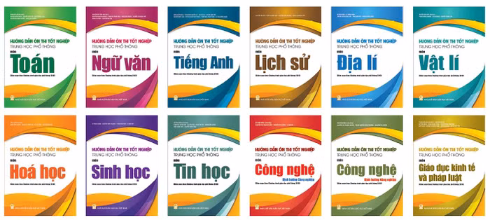 Trọn bộ 12 cuốn trong bộ sách Hướng dẫn ôn thi tốt nghiệp trung học phổ thông.