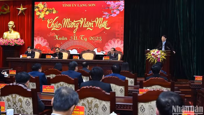 Chủ tịch nước Lương Cường phát biểu tại buổi làm việc. (Ảnh: Thủy Nguyên)