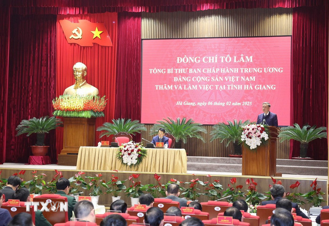 Tổng Bí thư Tô Lâm phát biểu kết luận. (Ảnh: Thống Nhất/TTXVN)