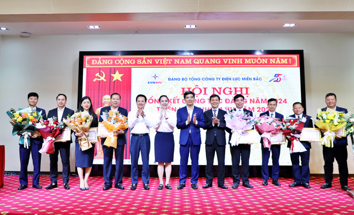 Lãnh đạo EVN và EVNNPC khen thưởng cho các tập thể và cá nhân hoàn thành xuất sắc nhiệm vụ tại Hội nghị Tổng kết công tác Đảng EVNNPC năm 2024, triển khai nhiệm vụ năm 2025. 02-3.jpg
