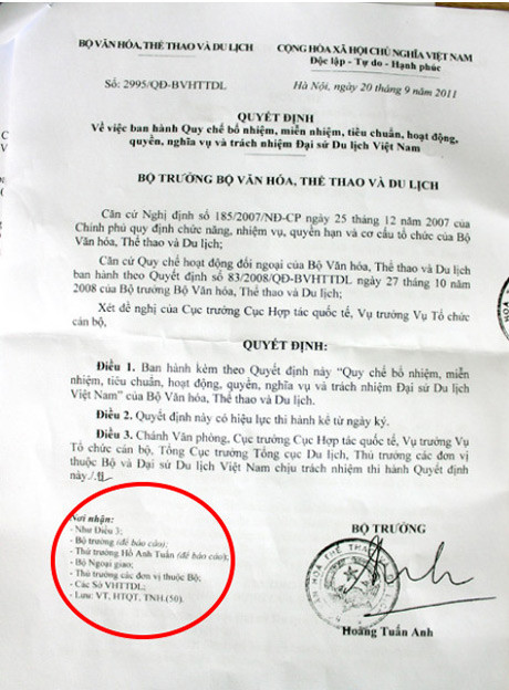 Thêm một lỗi nữa trong cách trình bày văn bản của Bộ VH- TT- DL. Thêm một lỗi nữa trong cách trình bày văn bản của Bộ VH- TT- DL.