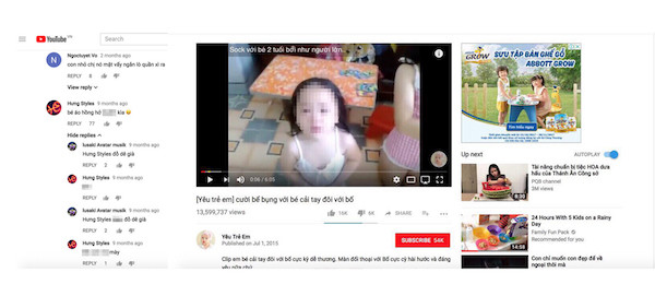 Tại sao YouTube dễ dàng cung cấp nội dung ấu dâm, dung tục tại Việt Nam? ảnh 2 Tại sao YouTube dễ dàng cung cấp nội dung ấu dâm, dung tục tại Việt Nam? ảnh 2