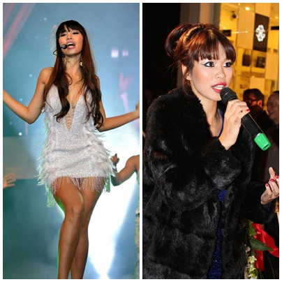 Lối trang điểm đậm đà và kiểu thời trang 'lông lá" của Hà Anh rất dễ "nhát ma" người khác.