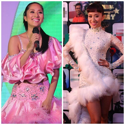 Vóc dáng khỏe khoắn, năng động của nữ hoàng dance sports Khánh Thy hoàn toàn không hợp với những bộ đồ diệu đà, càng không hợp với những khoảng "lông lá" như thế này.