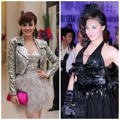 Có vẻ như cách phối trang phục "cả cây" và "lông lá" như thế này không hợp với cô nàng xinh đẹp Trang Nhung.