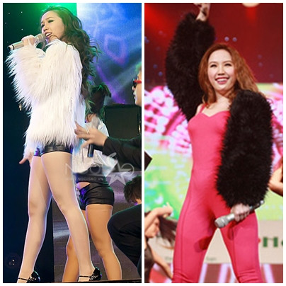 Bảo Thy cũng đã từng là "thảm họa" thời trang với những chiếc áo lông và cách mix trang phục theo phong cách gợi cảm quá thế này.