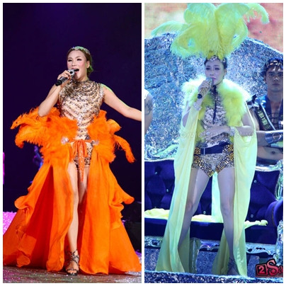 Ngôi vị "nữ hoàng lông lá" thứ 2 hoàn toàn xứng đáng thuộc về ca sĩ Hồ Quỳnh Hương, bởi cô luôn xuất hiện trên sân khấu với những phần lông vũ trông có vẻ "vướng" mắt.