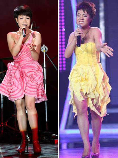 Uyên Linh có chiều cao khá khiêm tốn bên cạnh đó thân hình cô cũng khá tròn trịa. Một thời gian dài trước đây, quán quân của Vietnam Idol 2011 thường bị chê tơi bời bởi những bộ váy rườm rà càng 'tố' chiều cao nấm lùn của mình. Nhưng dường như đã nhận ra được hạn chế đó, thời gian gần đây phong cách thời trang của Uyên Linh đã có sự đột phá rất đáng khen ngợi. Mái tóc ngắn, gương mặt trang điểm nhẹ nhàng cùng những bộ váy ôm sát, tối giản các chi tiết đã giúp cô hợp mốt hơn rất nhiều. Uyên Linh có chiều cao khá khiêm tốn bên cạnh đó thân hình cô cũng khá tròn trịa. Một thời gian dài trước đây, quán quân của Vietnam Idol 2011 thường bị chê tơi bời bởi những bộ váy rườm rà càng 'tố' chiều cao nấm lùn của mình. Nhưng dường như đã nhận ra được hạn chế đó, thời gian gần đây phong cách thời trang của Uyên Linh đã có sự đột phá rất đáng khen ngợi. Mái tóc ngắn, gương mặt trang điểm nhẹ nhàng cùng những bộ váy ôm sát, tối giản các chi tiết đã giúp cô hợp mốt hơn rất nhiều.