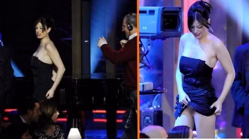 Sara Tommasi, cô người mẫu Ý đồng thời là người yêu cũ của Baloteli có sở thích khoe thân mọi lúc mọi nơi ngay cả trong show truyền hình.