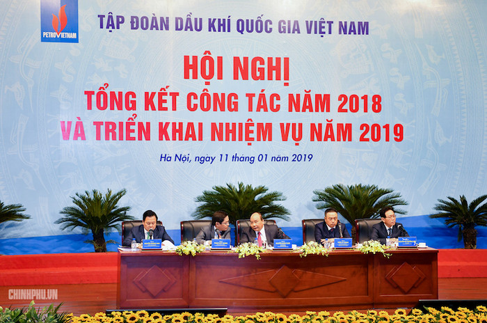 Ngày 11/1, Thủ tướng Nguyễn Xuân Phúc đã dự Hội nghị tổng kết công tác năm 2018 và triển khai nhiệm vụ năm 2019 của Tập đoàn Dầu khí Quốc gia Việt Nam (PVN). Ảnh: Chinhphu.vn