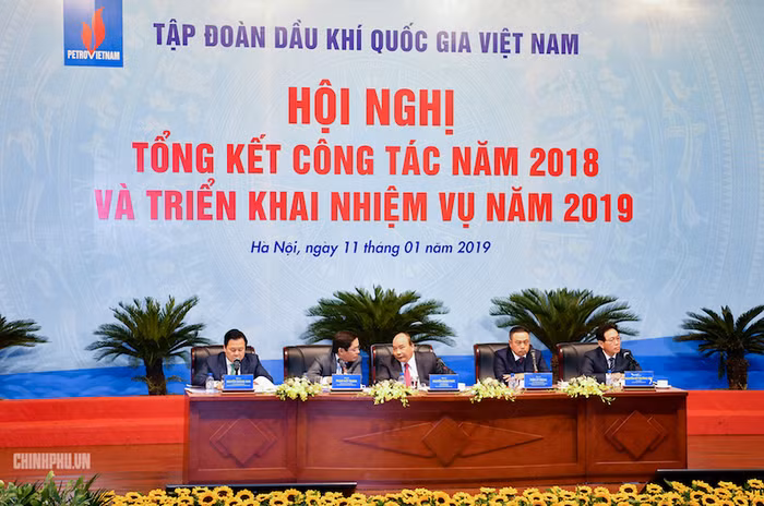 Ngày 11/1, Thủ tướng Nguyễn Xuân Phúc đã dự Hội nghị tổng kết công tác năm 2018 và triển khai nhiệm vụ năm 2019 của Tập đoàn Dầu khí Quốc gia Việt Nam (PVN). Ảnh: Chinhphu.vn