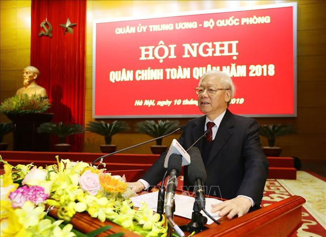 Tổng Bí thư, Chủ tịch nước Nguyễn Phú Trọng, Bí thư Quân ủy Trung ương phát biểu chỉ đạo Hội nghị. Ảnh: Trí Dũng/TTXVN Tổng Bí thư, Chủ tịch nước Nguyễn Phú Trọng, Bí thư Quân ủy Trung ương phát biểu chỉ đạo Hội nghị. Ảnh: Trí Dũng/TTXVN