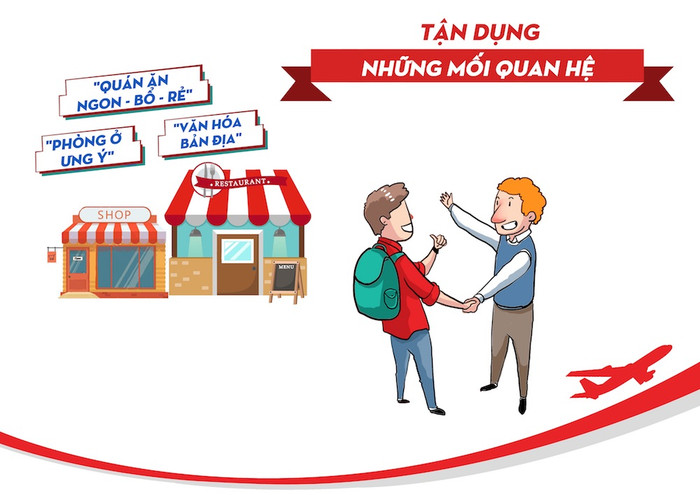 Nhờ những người bạn bản địa chỉ dẫn các quán ăn "ngon - bổ - rẻ" và cách tìm phòng ở ưng ý với chi phí giá rẻ, hợp lý. Nhờ những người bạn bản địa chỉ dẫn các quán ăn "ngon - bổ - rẻ" và cách tìm phòng ở ưng ý với chi phí giá rẻ, hợp lý.