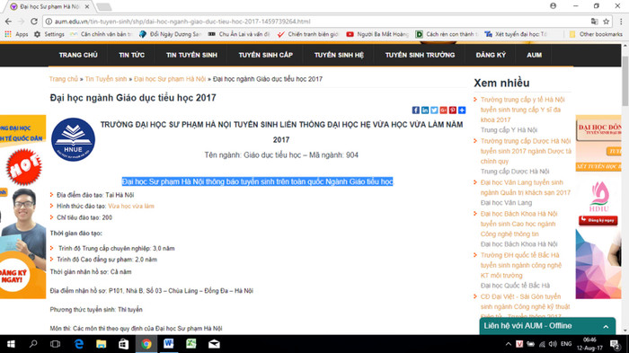 Đại học Sư phạm Hà Nội thông báo tuyển sinh trên toàn quốc “Ngành Giáo tiểu học” Đại học Sư phạm Hà Nội thông báo tuyển sinh trên toàn quốc “Ngành Giáo tiểu học”