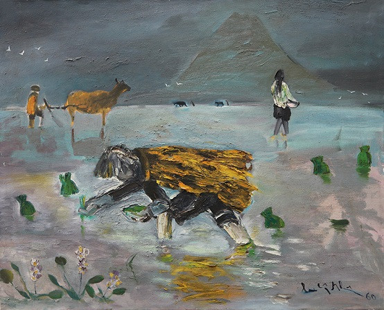 Đi cấy (1960) - Sơn dầu trên toan - 81x100cm. Nguồn ảnh: Tư liệu của G39 và nhà sưu tập Đi cấy (1960) - Sơn dầu trên toan - 81x100cm. Nguồn ảnh: Tư liệu của G39 và nhà sưu tập