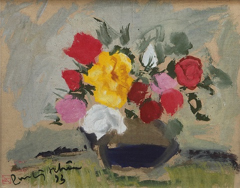 Tĩnh vật hoa (1993) - Bột mầu trên giấy - 41x52cm. Nguồn ảnh: Tư liệu của G39 và nhà sưu tập Tĩnh vật hoa (1993) - Bột mầu trên giấy - 41x52cm. Nguồn ảnh: Tư liệu của G39 và nhà sưu tập