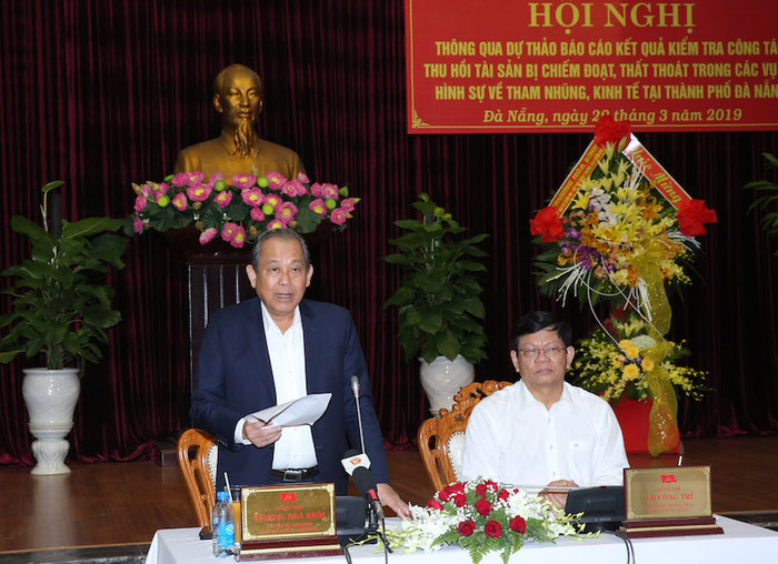 Phó Thủ tướng Thường trực Chính phủ Trương Hoà Bình phát biểu tại buổi làm việc. Ảnh: VGP