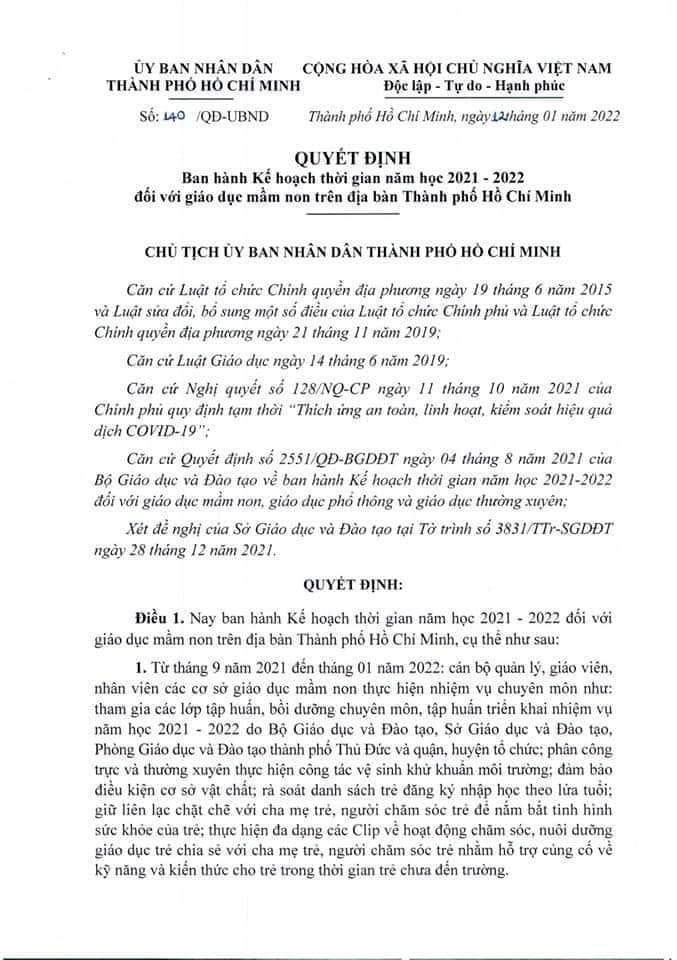 Trích quyết định 140 của Ủy ban nhân dân Thành phố Hồ Chí Minh ban hành ngày 12/1 (ảnh: P.L) Trích quyết định 140 của Ủy ban nhân dân Thành phố Hồ Chí Minh ban hành ngày 12/1 (ảnh: P.L)