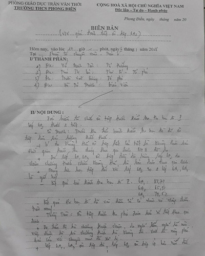 Biên bản mà ông Võ Minh Tâm lập đối với cô Hà Tú Trinh hôm 6/1 (ảnh: P.L) Biên bản mà ông Võ Minh Tâm lập đối với cô Hà Tú Trinh hôm 6/1 (ảnh: P.L)