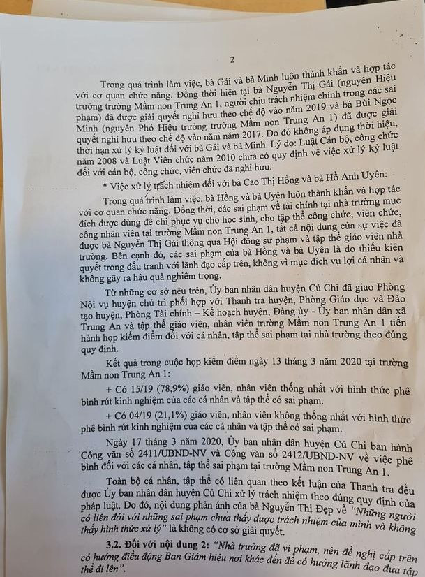 Trích văn bản 5695 của Chủ tịch Ủy ban nhân dân huyện Củ Chi ký (ảnh: P.L)