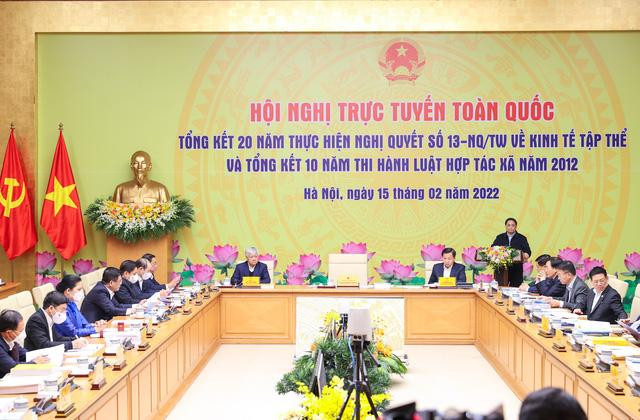 Thủ tướng chủ trì Hội nghị trực tuyến toàn quốc về kinh tế tập thể, hợp tác xã. Ảnh: VGP/Nhật Bắc Thủ tướng chủ trì Hội nghị trực tuyến toàn quốc về kinh tế tập thể, hợp tác xã. Ảnh: VGP/Nhật Bắc