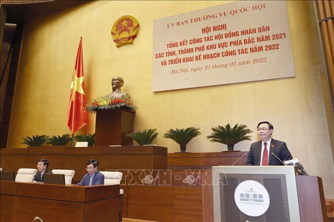 Chủ tịch Quốc hội Vương Đình Huệ phát biểu kết luận Hội nghị. Ảnh: Doãn Tấn/TTXVN