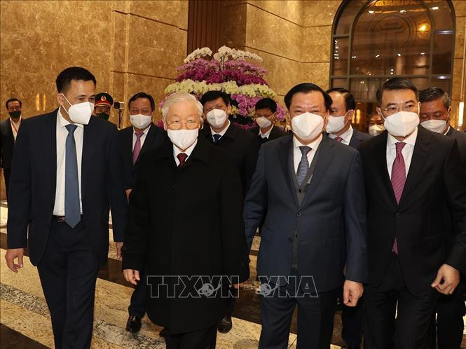 Tổng Bí thư Nguyễn Phú Trọng đến thăm và chúc Tết Đảng bộ, chính quyền và nhân dân Thủ đô Hà Nội. Ảnh: Trí Dũng/TTXVN Tổng Bí thư Nguyễn Phú Trọng đến thăm và chúc Tết Đảng bộ, chính quyền và nhân dân Thủ đô Hà Nội. Ảnh: Trí Dũng/TTXVN