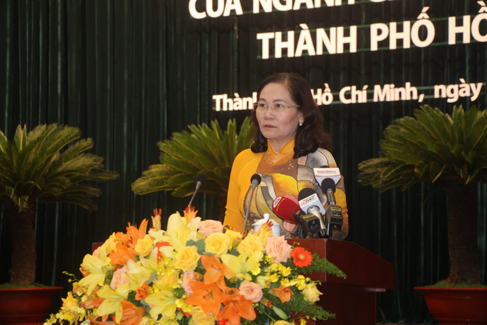 Chủ tịch Hội đồng Nhân dân Thành phố Hồ Chí Minh Nguyễn Thị Lệ phát biểu chỉ đạo tại hội nghị (ảnh: V.D) gdvn_chiLetongket.jpg