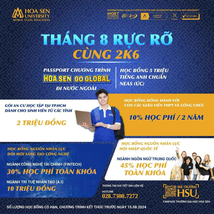 Tháng 8 rực rỡ với nhiều gói hỗ trợ cho các tân sinh viên đến từ Trường Đại học Hoa Sen (ảnh: HSU) HSUb.jpg