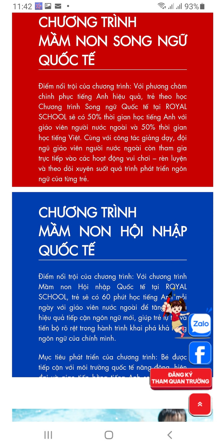 Phần quảng cáo chương trình mầm non Song ngữ Quốc tế của Trường Hoàng Gia (ảnh chụp màn hình) gdvn_HoangGia4.jpg
