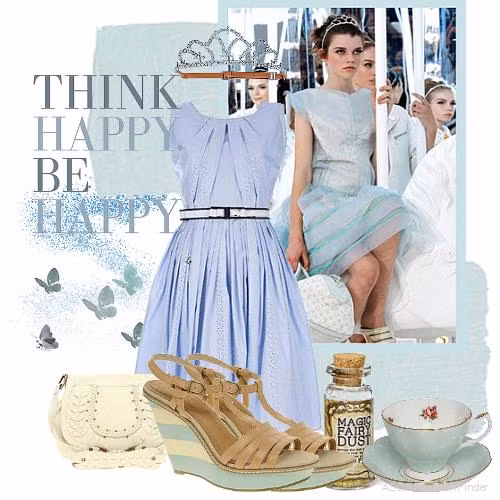 Có lẽ sẽ chẳng có gam màu nào phù hợp hơn ngoài pastel để thiết kế những chiếc váy tiểu thư như thế này. Một đôi sandal đế xuồng với phần đế xuyệt tone với váy, và một chiếc túi xách da trắng với những điểm nhấn đầy tinh tế. Ngay cả khi chẳng cần vương miện, bạn đã giống như 1 nàng công chúa rồi.