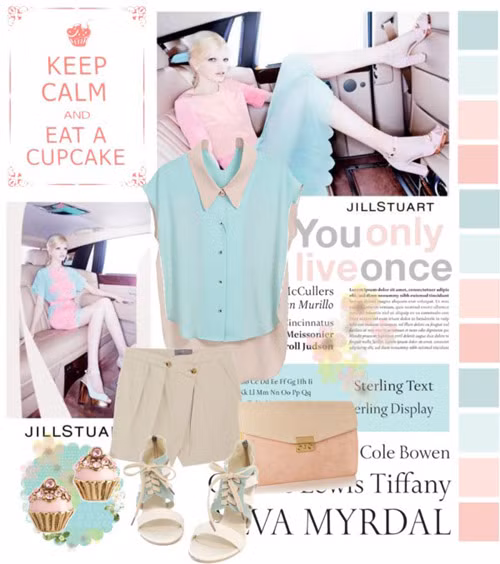 Biến tấu sơ mi với những phom dáng lạ mắt, kết hợp cùng tone màu hợp mốt khiến các cô gái khó kìm lòng?! Kết hợp cùng sơ mi cổ cồn là short xếp li và xép xăng đan da pha màu xanh tiệm màu áo.