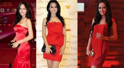 Gam màu đỏ, đen hoặc đầm đỏ phụ kiện ánh vàng được kết hợp đầy thông minh