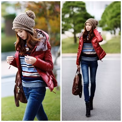 Những sọc kẻ cũng phát huy tác dụng thật tuyệt vời khi bạn mix chúng với áo phao